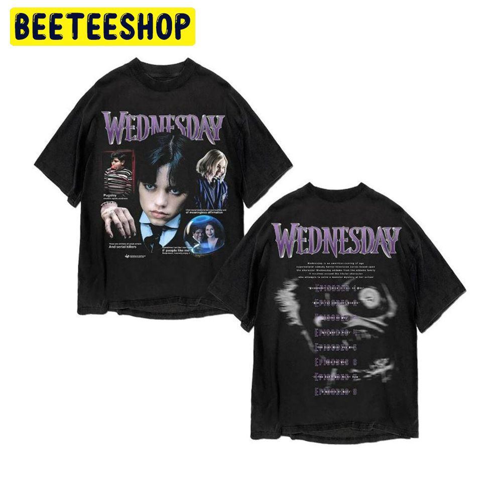 Graphic Wednesday 2022 Tv Series Addams Family Jenna Ortega Double Side Trending Unisex Shirt