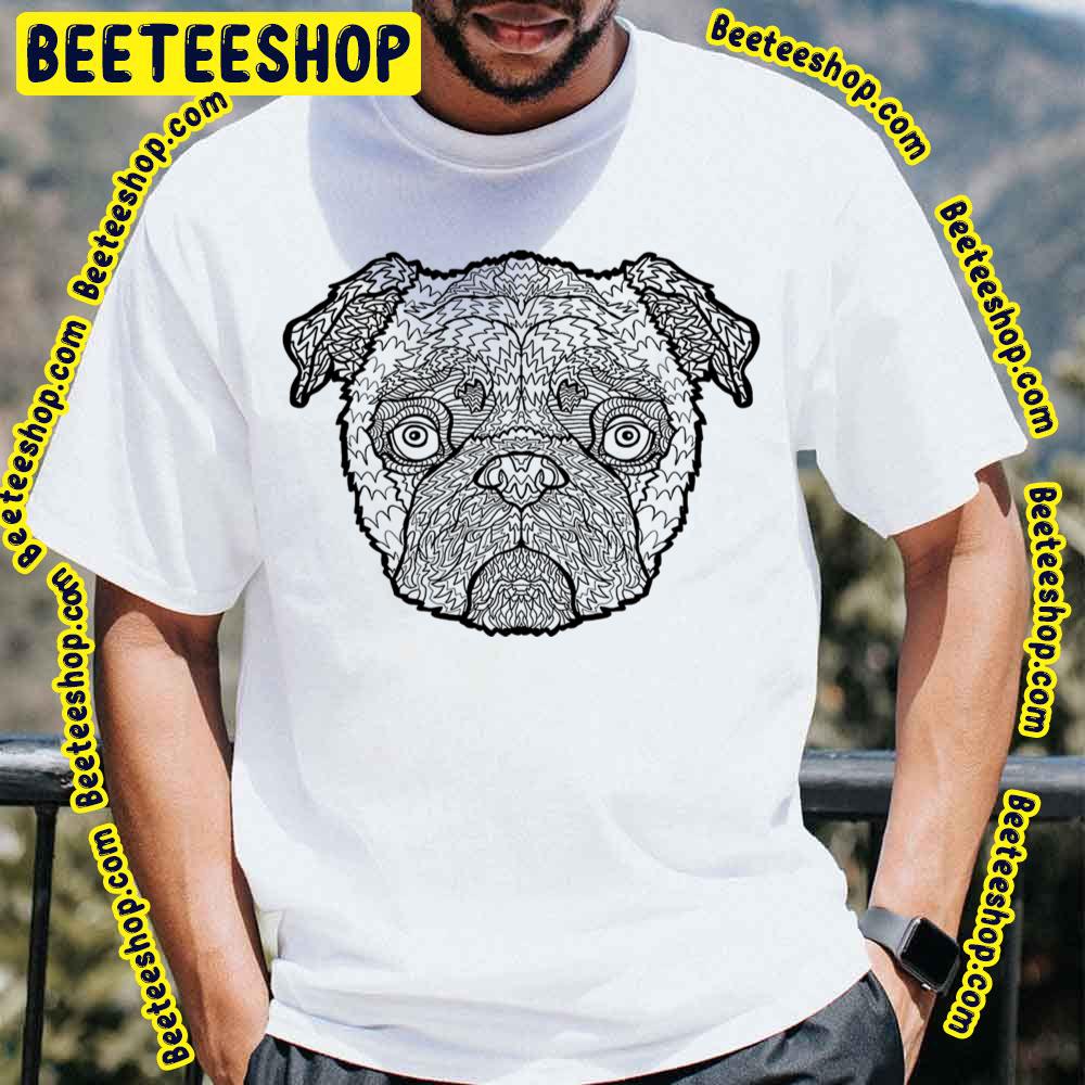 Pug Detailed Dogs Illustration Trending Unisex T-Shirt