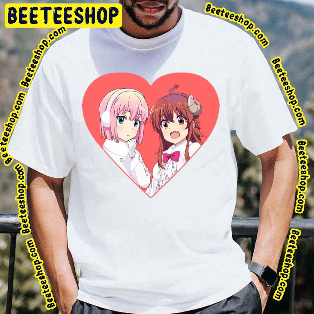 Red Heart Background Machikado Mazoku 2choume The Demon Girl Next Door Trending Unisex T-Shirt