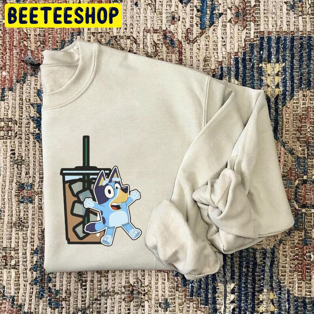 Running On Bluey & Iced Coffee With Matching Pocket Trending Unisex Sweatshirt