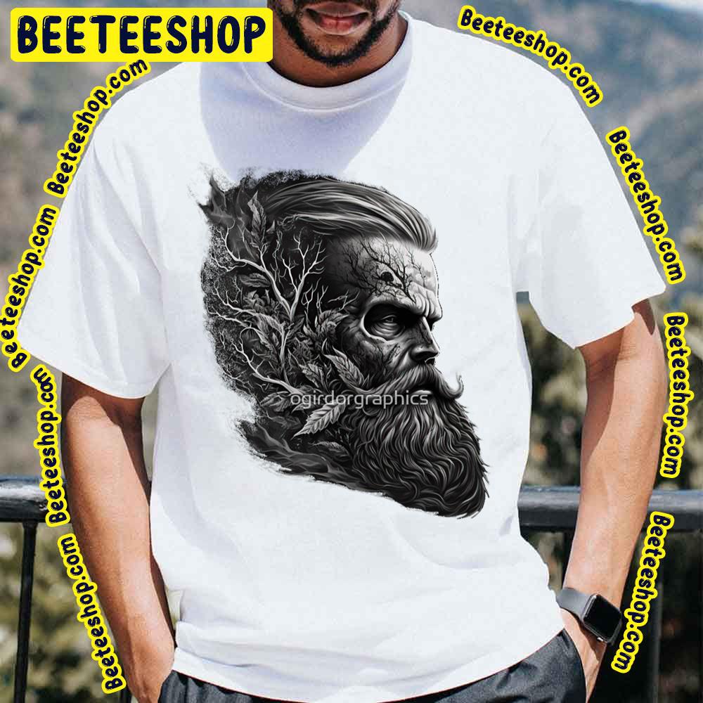 Skull Beard Splash Dark Style Epic Sinister Rock Rampage Design Trending Unisex T-Shirt