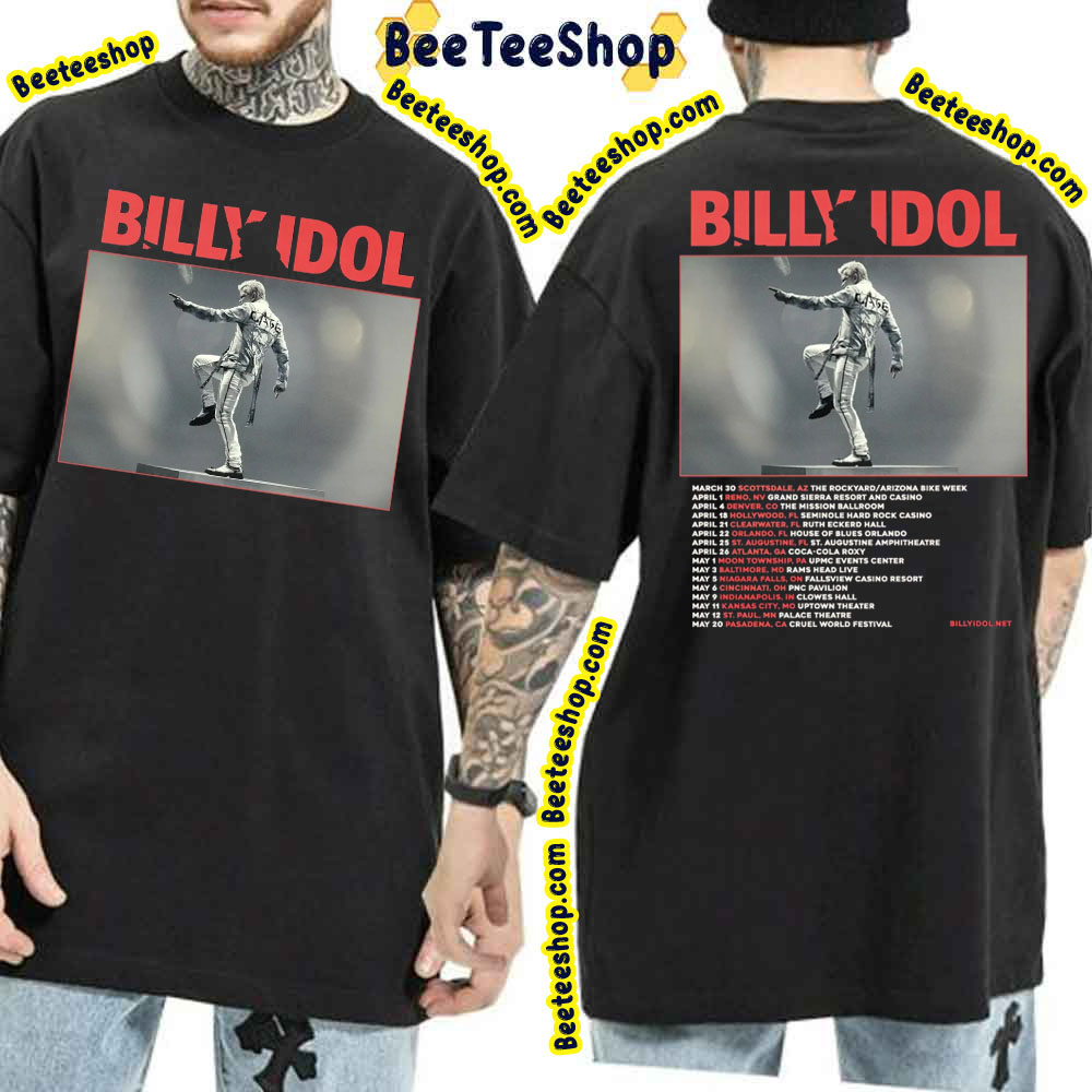 Spring Tour 2023 Billy Idol Dates Double Side Double Side Trending Unisex Shirt