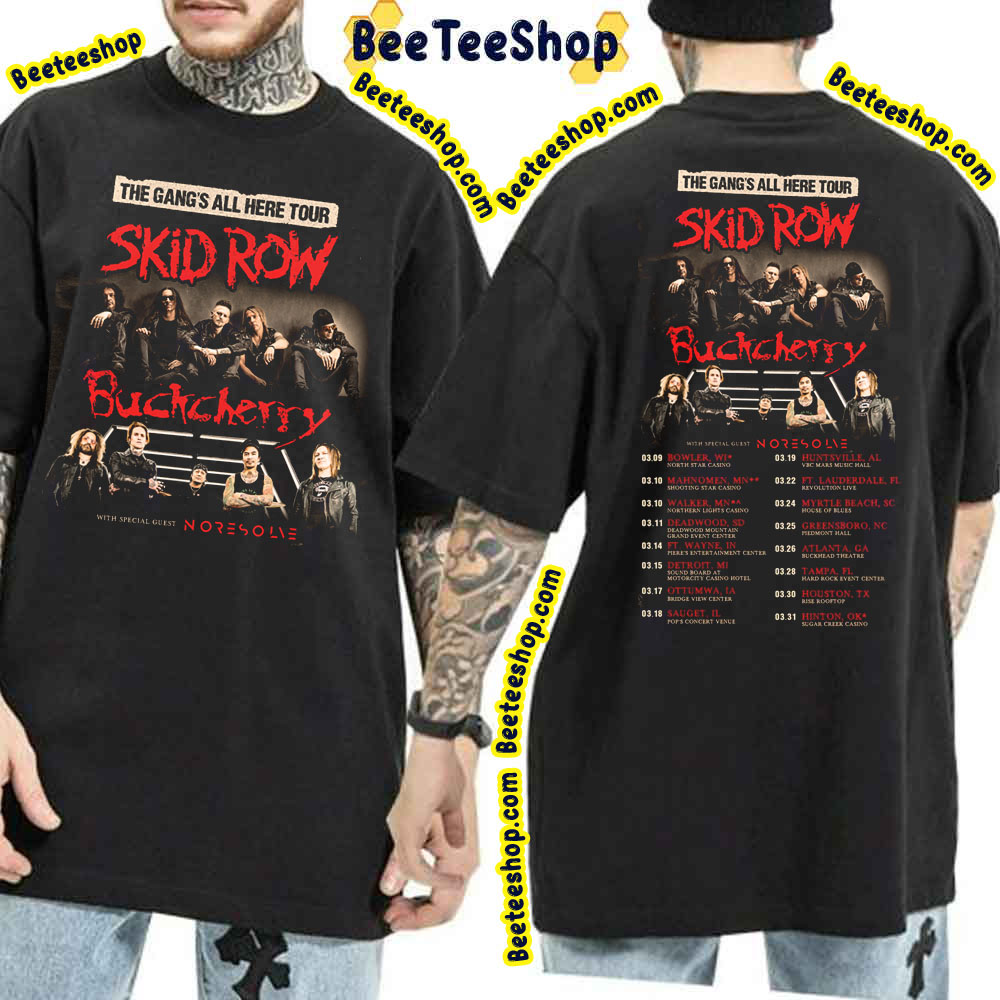 The Gang’s All Here Tour Skid Row Buckcherry Noresolve Double Side Double Side Trending Unisex Shirt