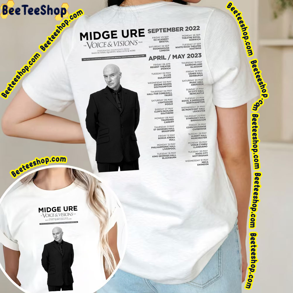 The Voices And Visions Uk Tour Dates 2023 Midge Ure Double Side Double Side Trending Unisex Shirt