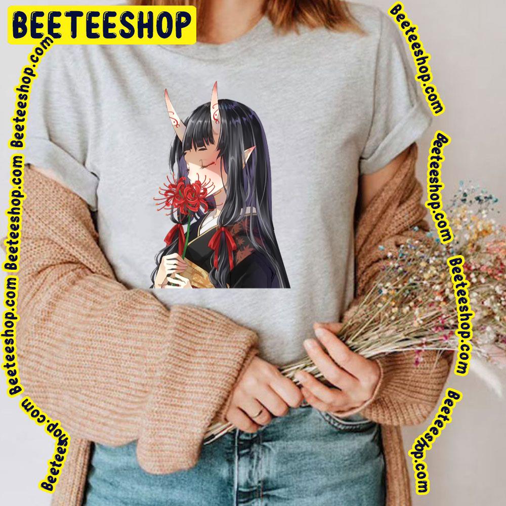 Anime Girl Japanese Aesthetic Yokai Oni Demon Girl Trending Unisex T-Shirt