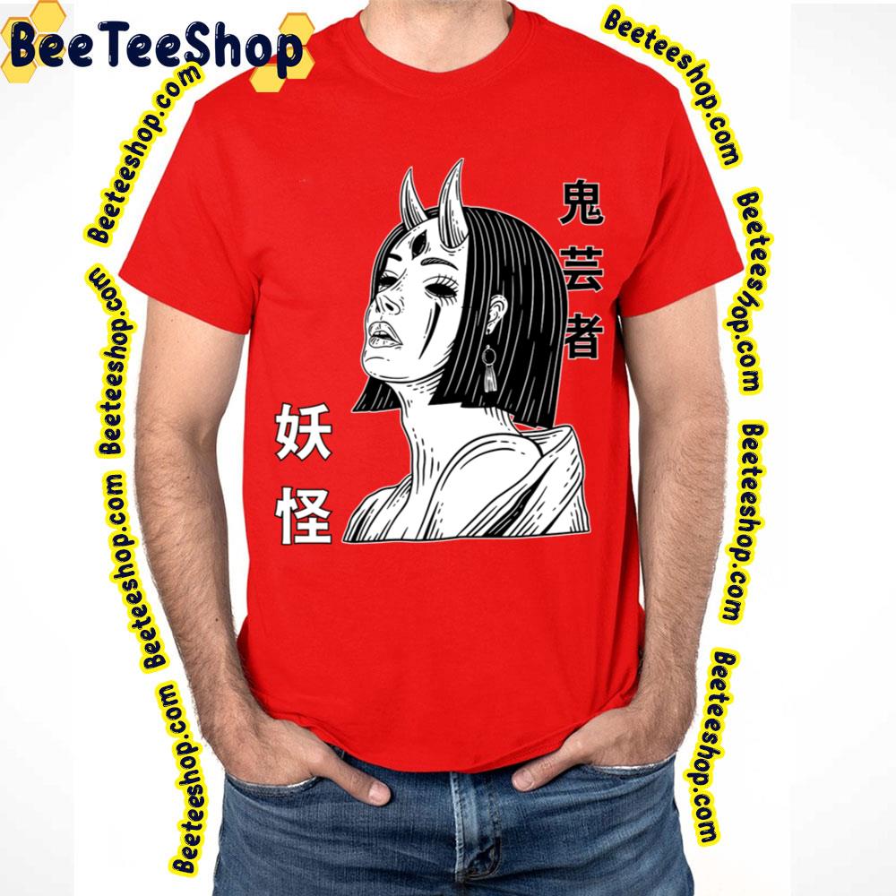 Black White Art Demon Geisha Trending Unisex T-Shirt