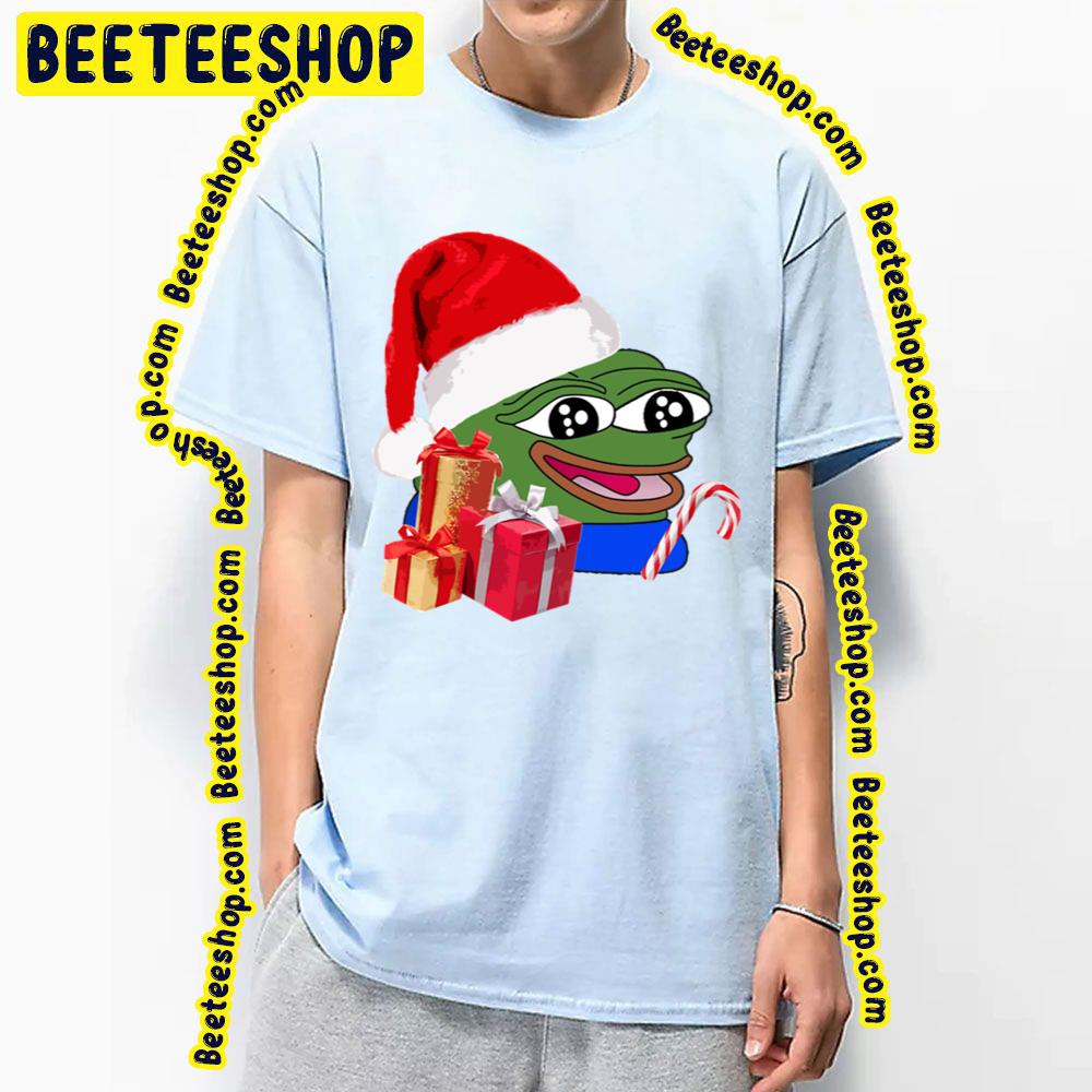 Christmas Peepo Pepe The Frog Meme Happy Cute Wholesome Trending Unisex T-Shirt