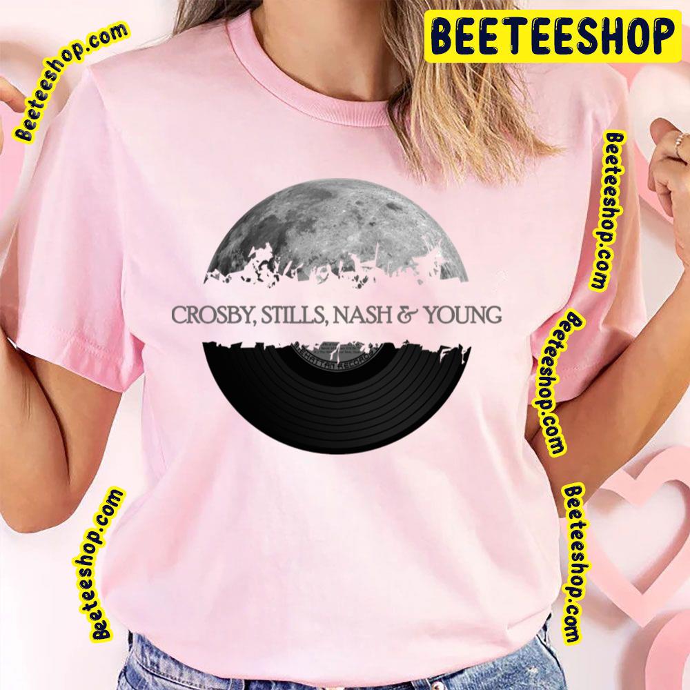 Crosby Stills Nash & Young Moon Vinyl Trending Unisex T-Shirt