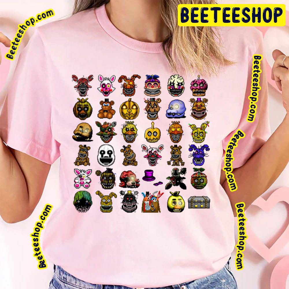 Five Nights At Freddy’s Pixel Art Multiple Characters Trending Unisex T-Shirt