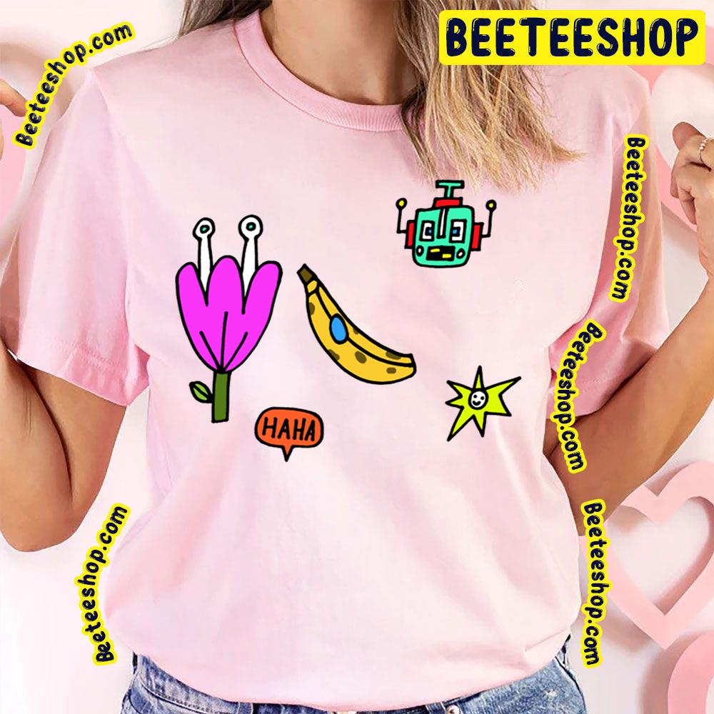 Haha Banana Flower Robot Cute Icon Trending Unisex T-Shirt