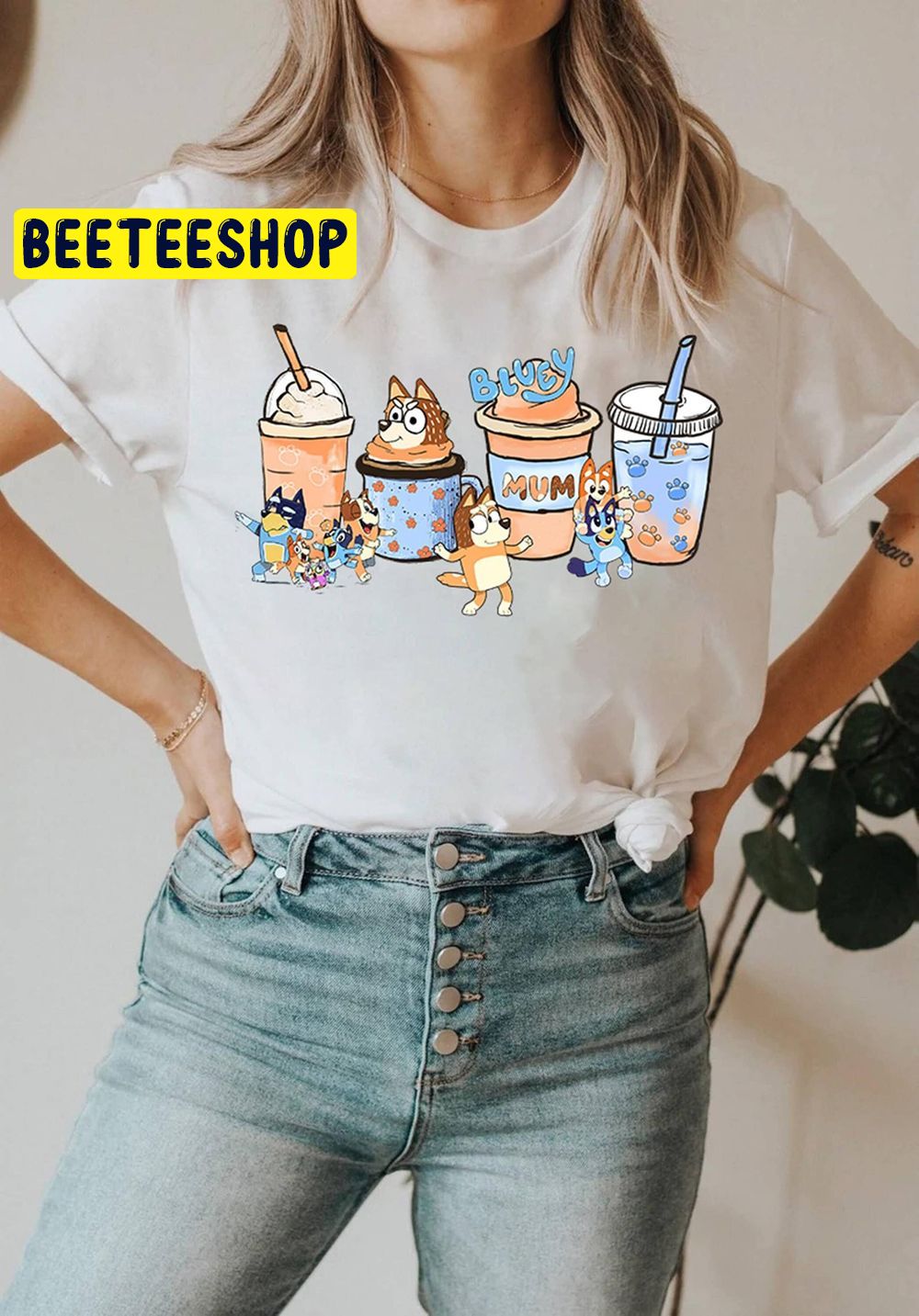 Mama Bluey Coffee Cup Trending Unisex T-Shirt