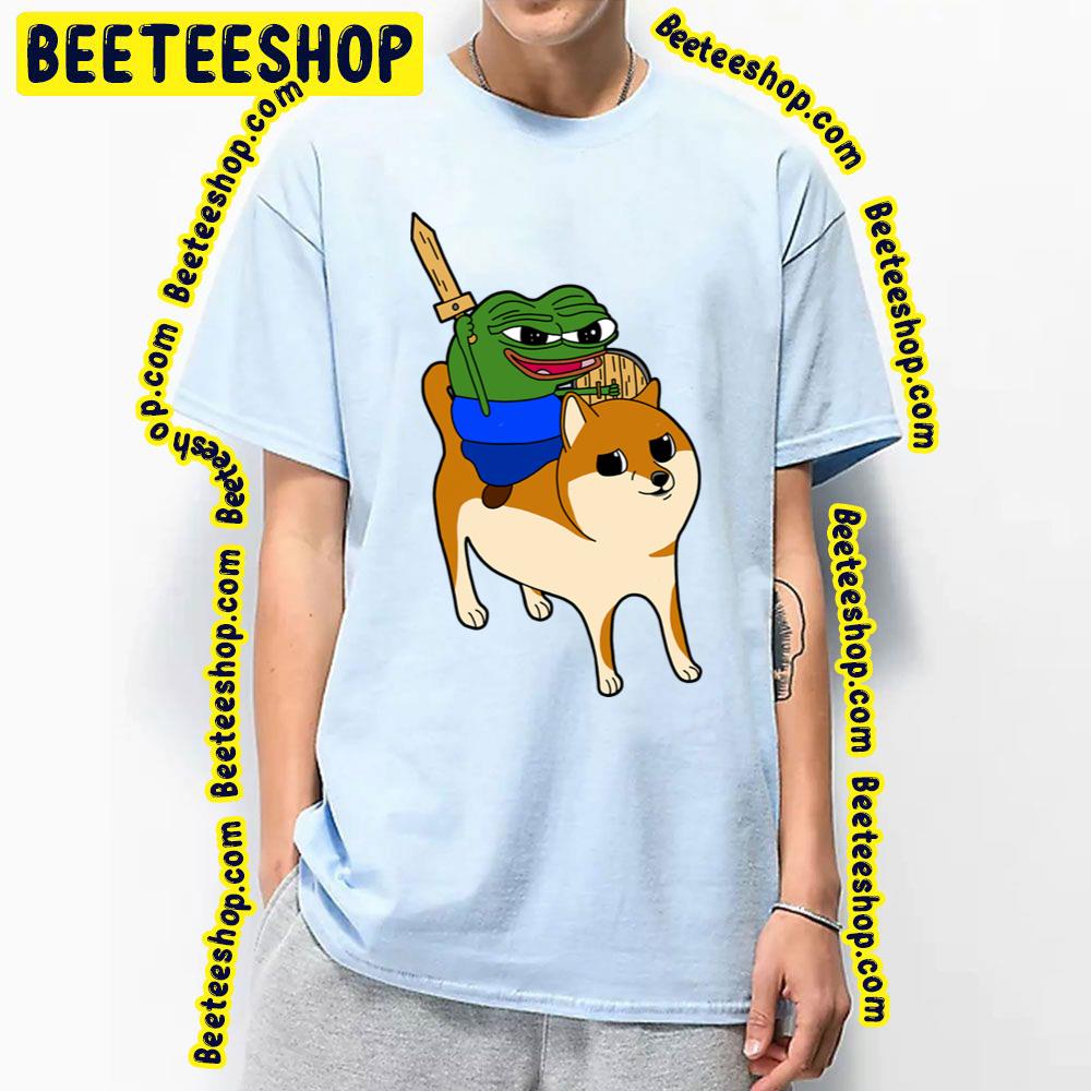 Peepo Riding Doge In Glory To Battle Trending Unisex T-Shirt