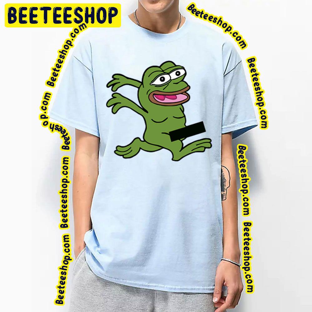 Pepethefrog Smiling Naked Streaking Memes With Censored Zone Trending Unisex T-Shirt