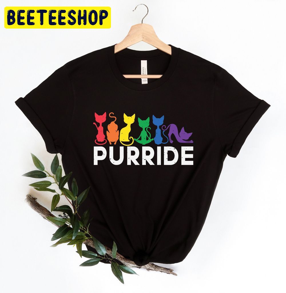 Purride Cat Lgbt Flag Trending Unisex T-Shirt