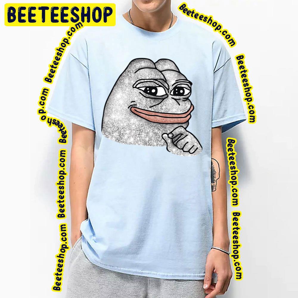 Rare Pepe The Frog Silver Luxury Metal Glitters With Smug Face Trending Unisex T-Shirt