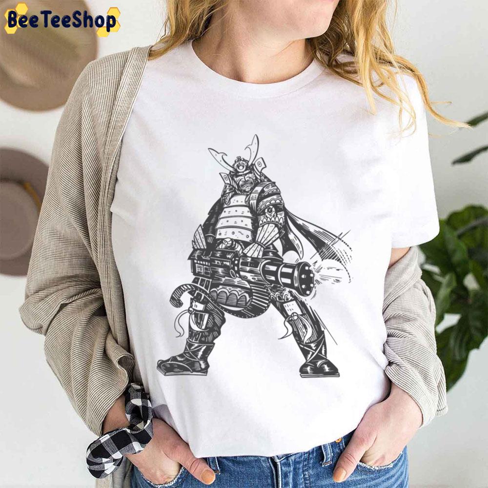 Super Samurai Warrior With Rapid Fire Gun Trending Unisex T-Shirt