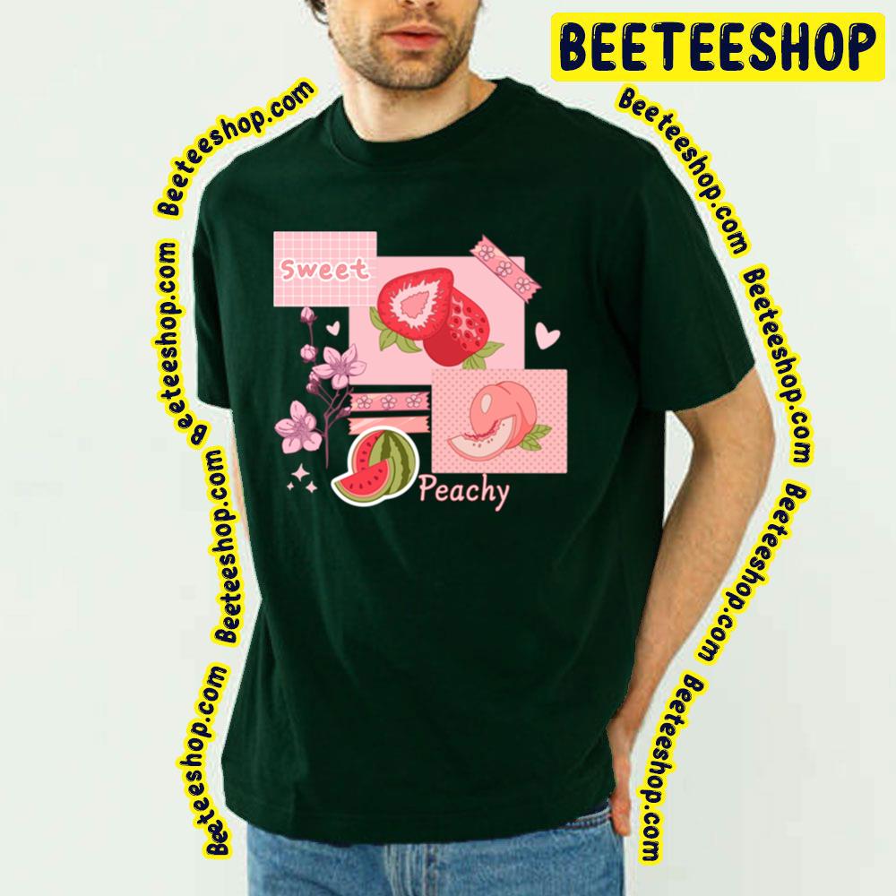 The Peachy Pink Design With Various Berries Fruits And Other Cute Trending Unisex T-Shirt