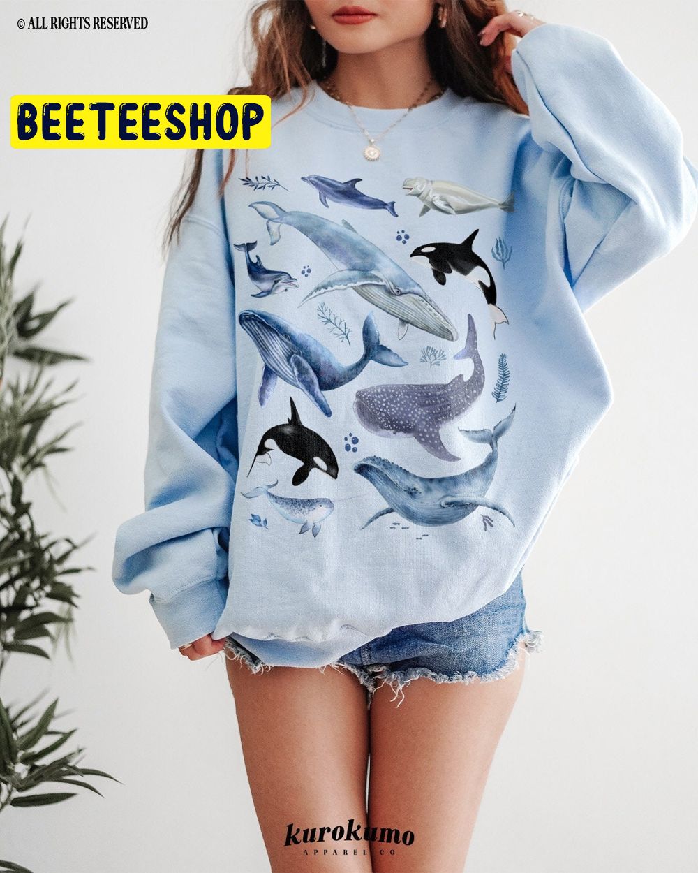 Watercolor Whale Ocean Trending Unisex Sweatshirt