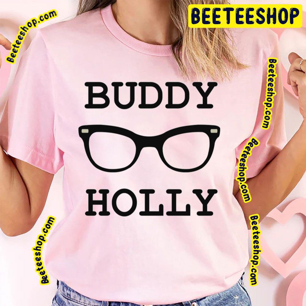 Black Text Glassses Buddy Holly Trending Unisex T-Shirt