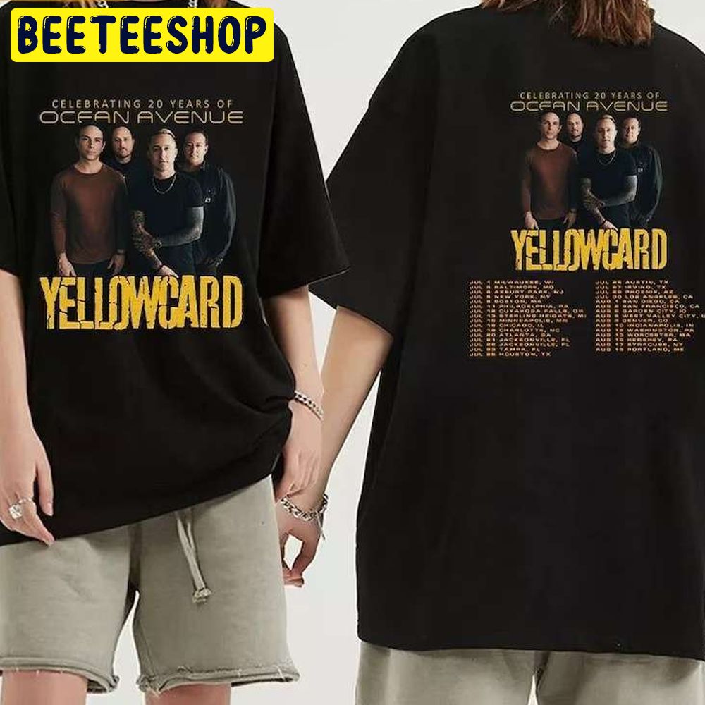 Celebrating 20 Years Of Ocean Avenue Yellowcard 2023 Tour Dates Double Sided Trending Unisex T-Shirt