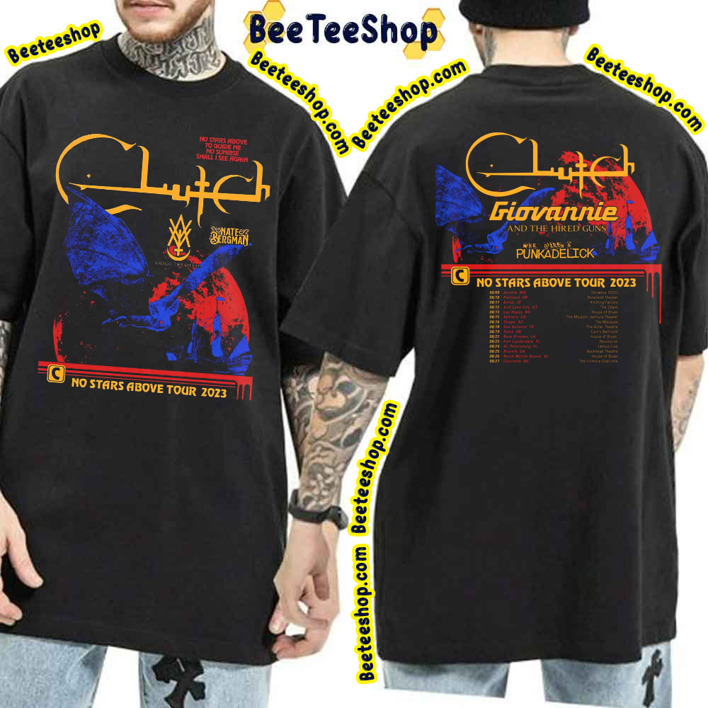 Clutch 2023 U.S. Tour Dates With Giovannie And The Hired Guns And Mike Dillon & Punkadelick Double Sided Trending Unisex T-Shirt