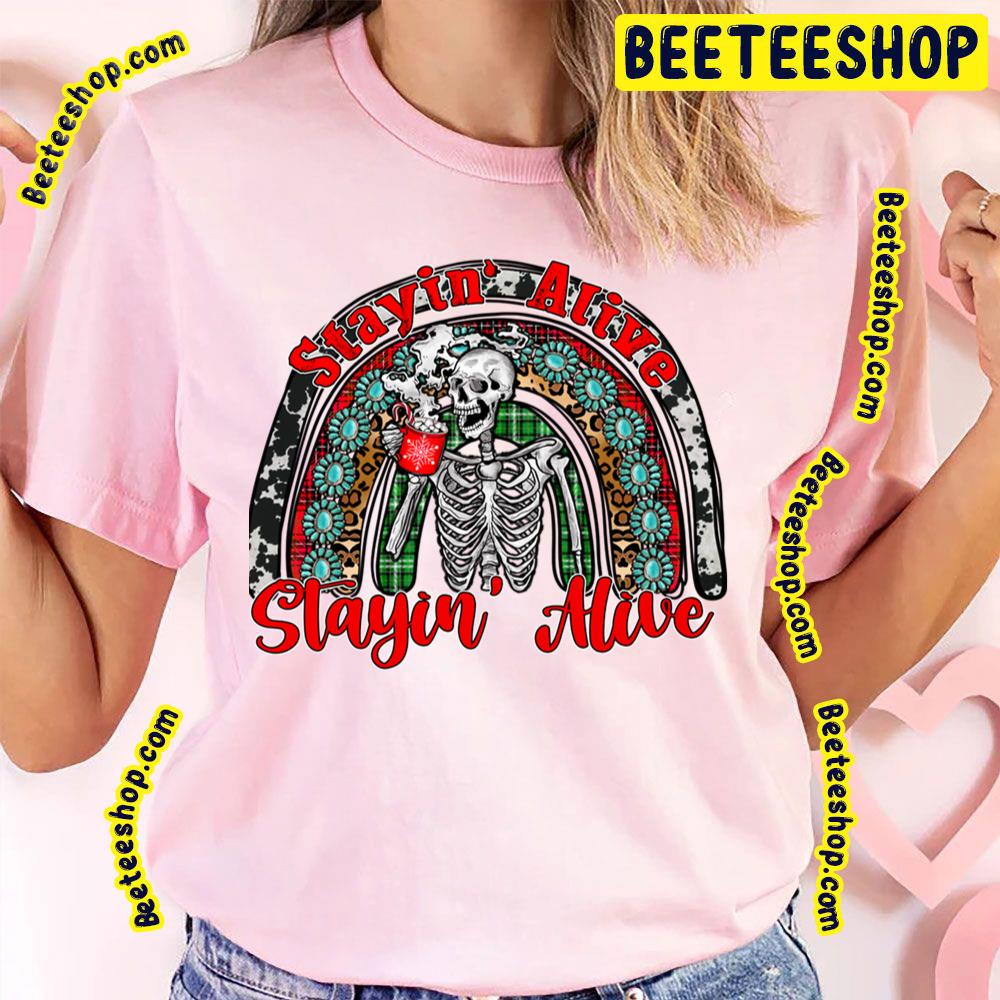 Flower Skull Stayin Alive The Bee Gees Trending Unisex T-Shirt