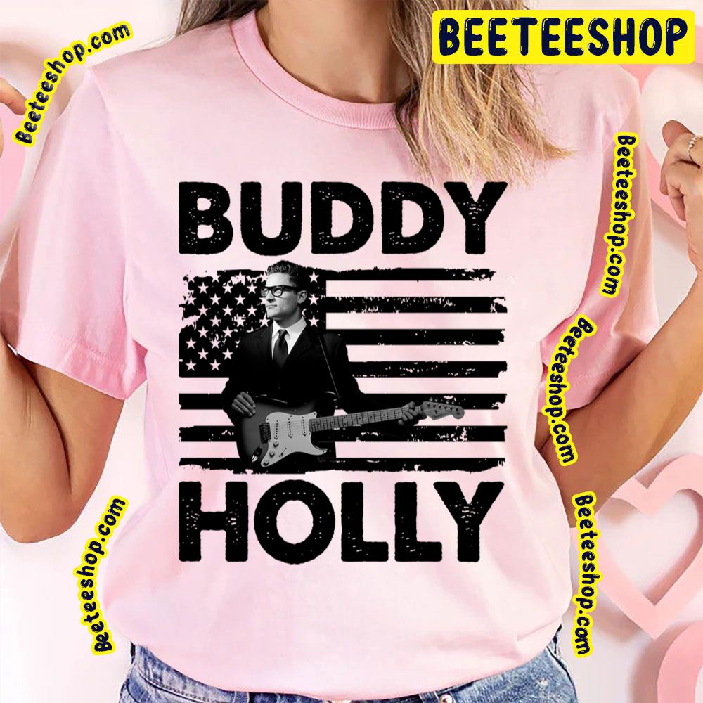 Retro American Flag Buddy Holly Trending Unisex T-Shirt