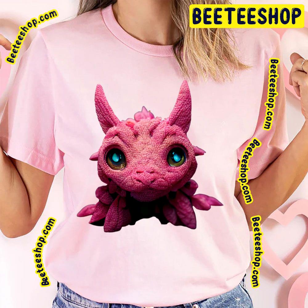 Retro Art Cute Dragon Pink Trending Unisex T-Shirt