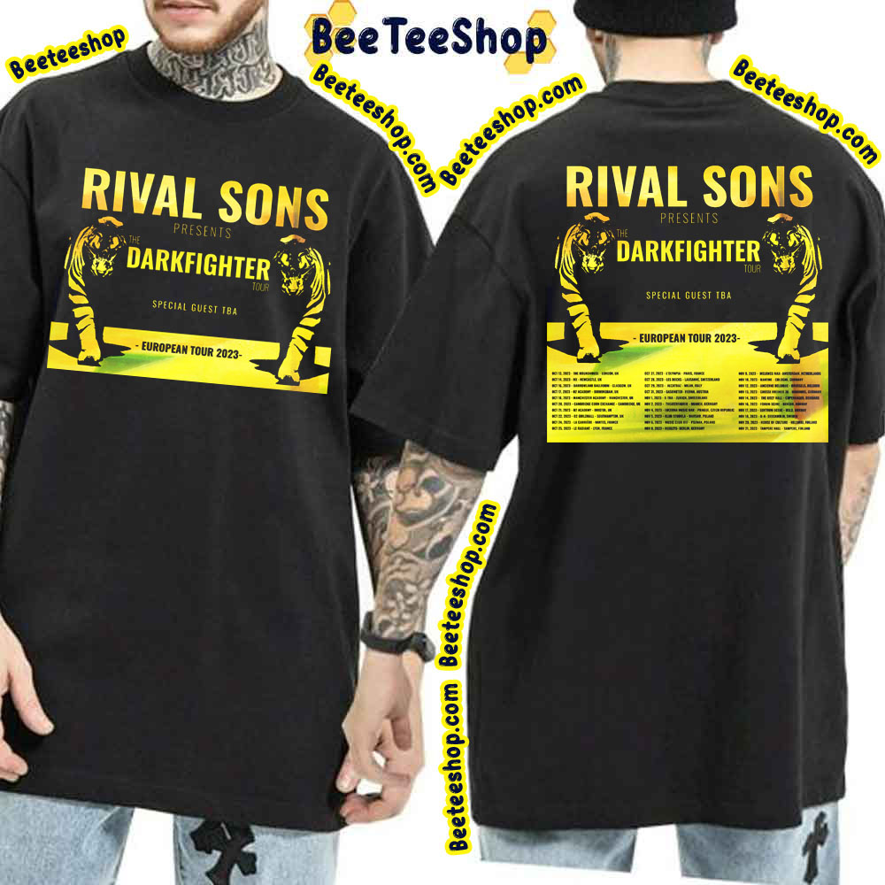 Rival Sons The Darkfighter Tour European Tour 2023 Double Sided Trending Unisex T-Shirt