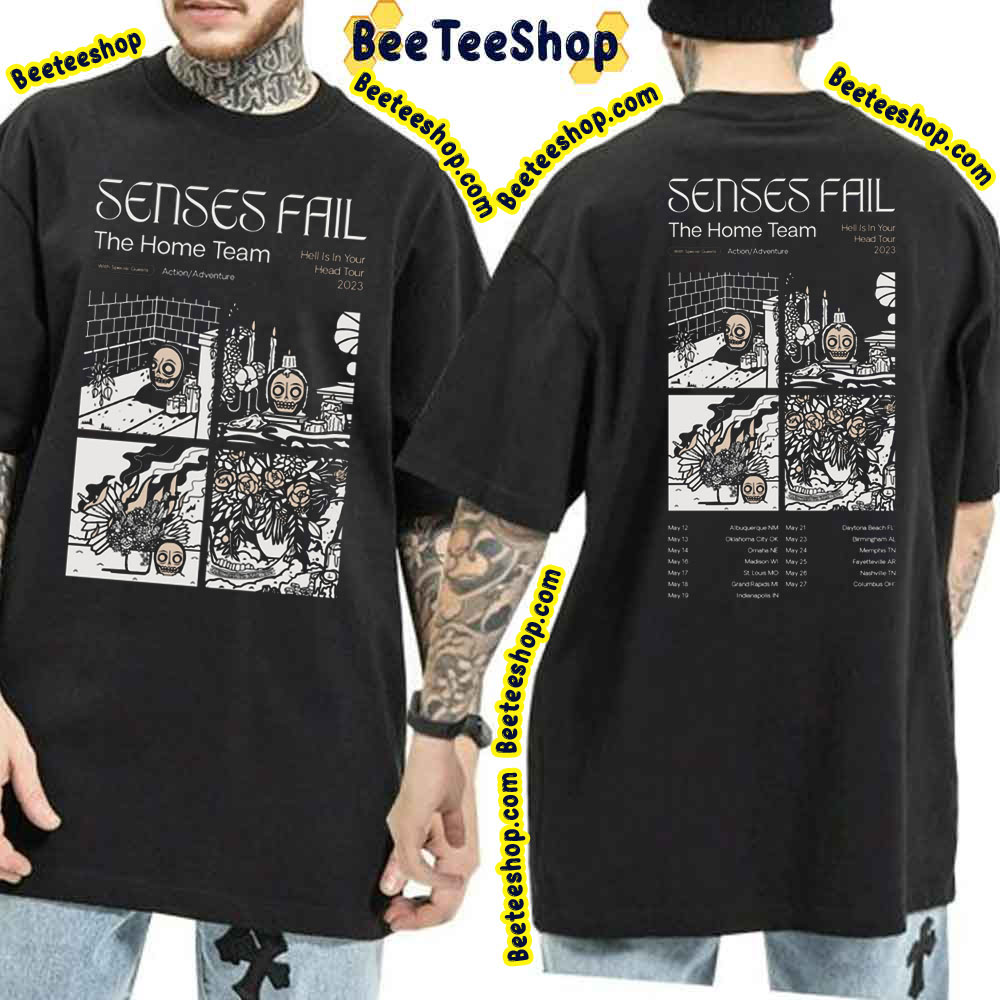 Senses Fail Hell In Your Head 2023 Tour Dates Double Sided Trending Unisex T-Shirt