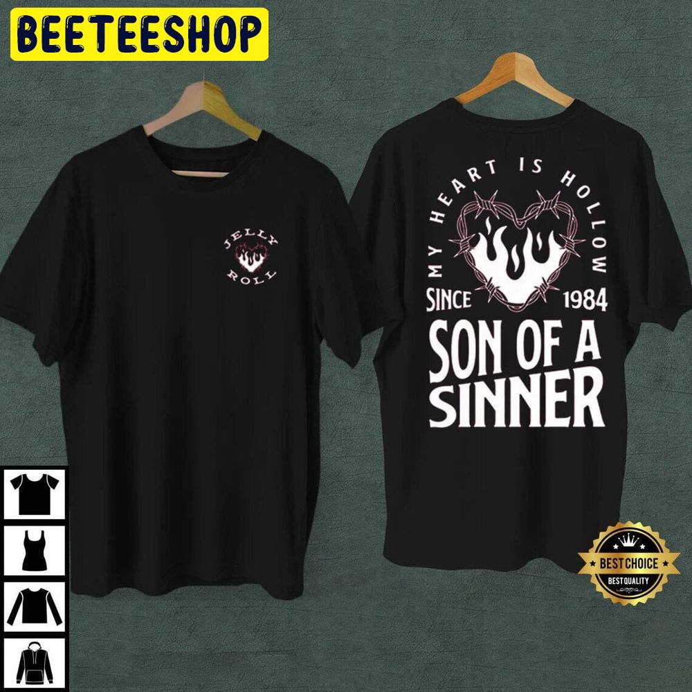 Son Of A Sinner Jelly Roll Vintage Backroad Baptism 2023 Tour Double Sided Trending Unisex T-Shirt