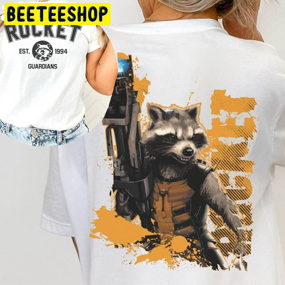 Vintage Rocket Racoon Marvel Studio Guardians Of The Galaxy Double Sided Trending Unisex T-Shirt