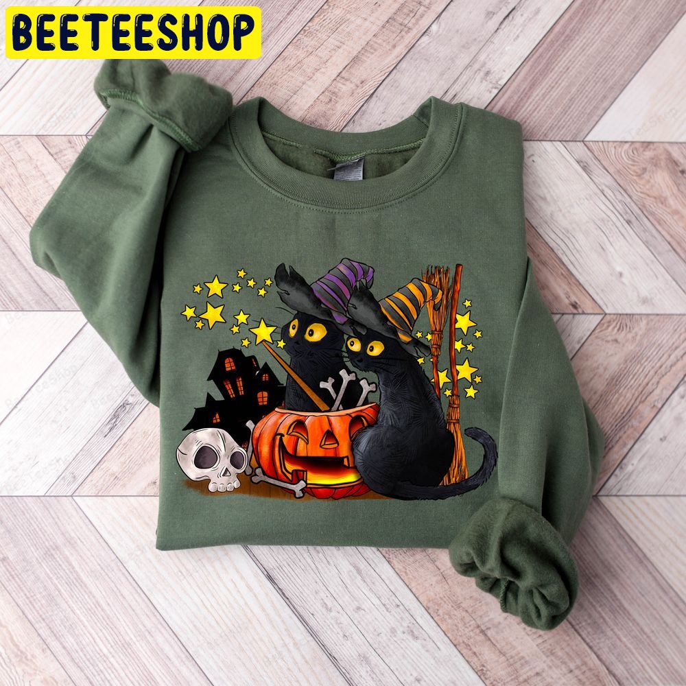 Cat Halloween Ghost Spooky Season Trending Unisex Sweatshirt