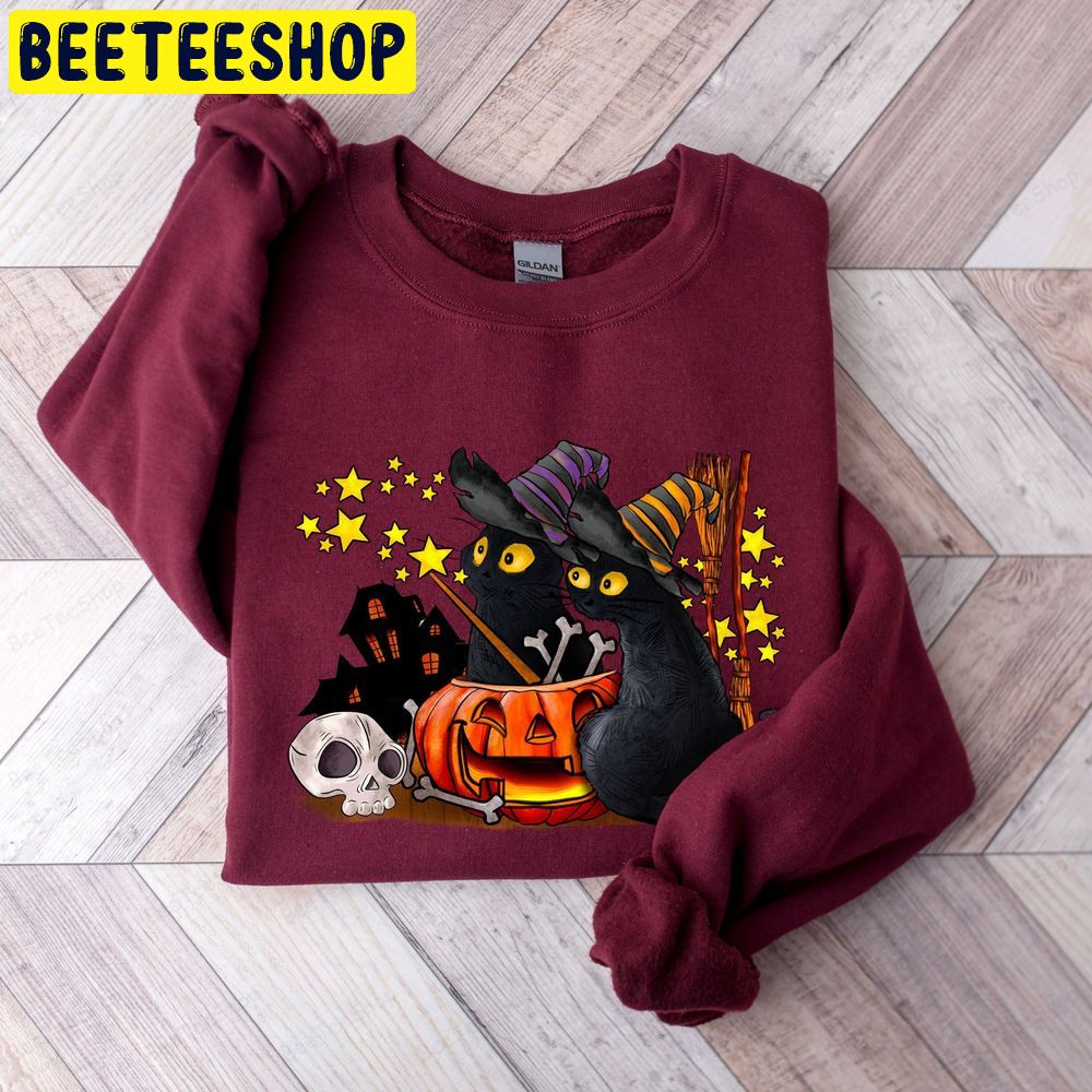 Cool Halloween Cat Spooky Seas Trending Unisex Sweatshirt