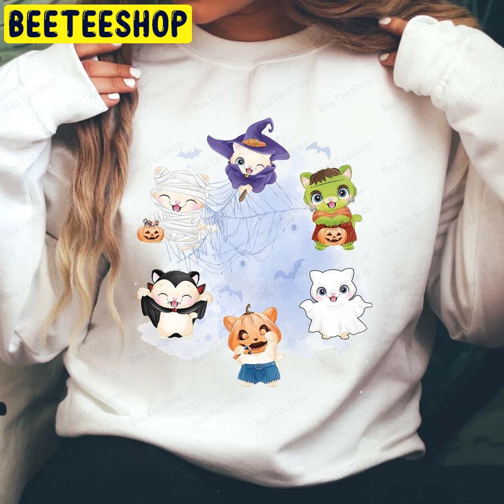 Cute Cat Halloween Ghost Cat Trending Unisex Sweatshirt