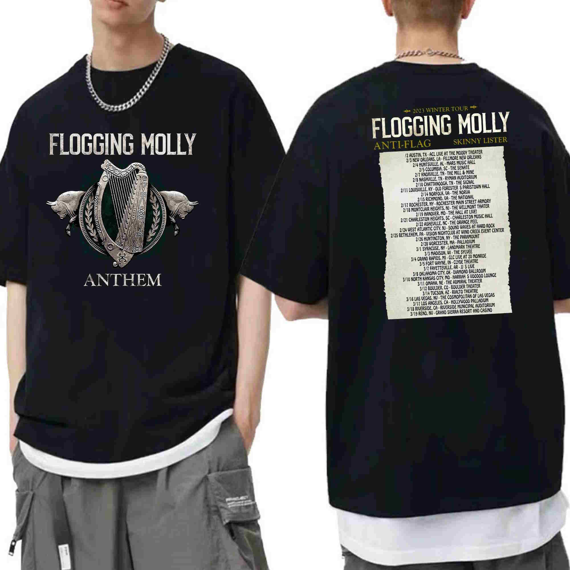 Flogging Molly 2023 Winter Tour Dates Double Sided Trending Unisex T-Shirt