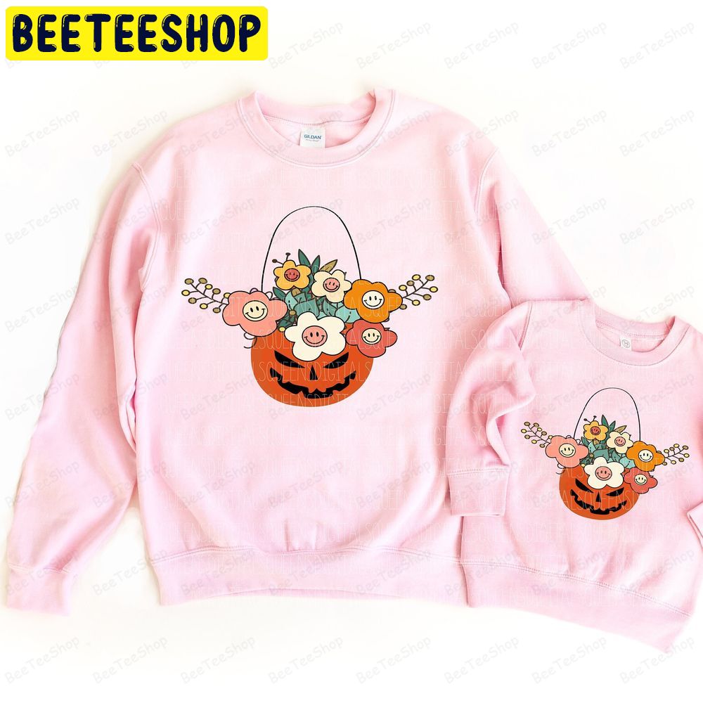 Groovy Halloween Floral Preppy Trick Or Treat Spooky Trending Unisex Sweatshirt