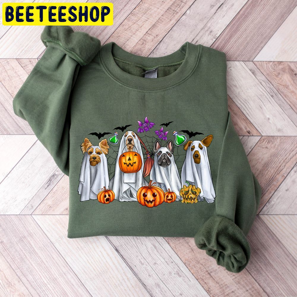 Halloween Ghost Dog Retro Spooky Season Trending Unisex Sweatshirt