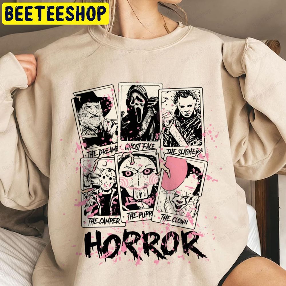 Halloween Horror Characters Tarot, Jason, Freddy, Scream Ghost, Michael Myers, Tarot Card Trending Unisex Sweatshirt