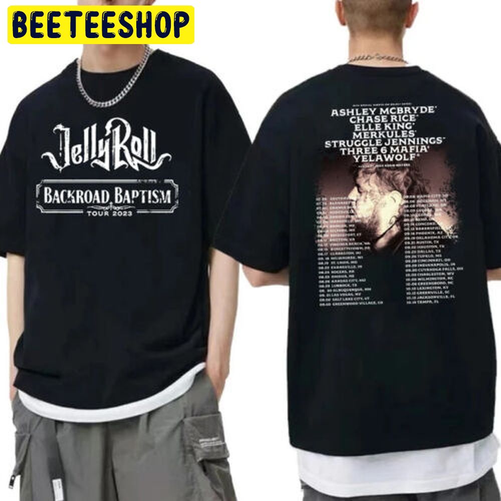 Jelly Roll Tour 2023 Double Sided Trending Unisex T-Shirt