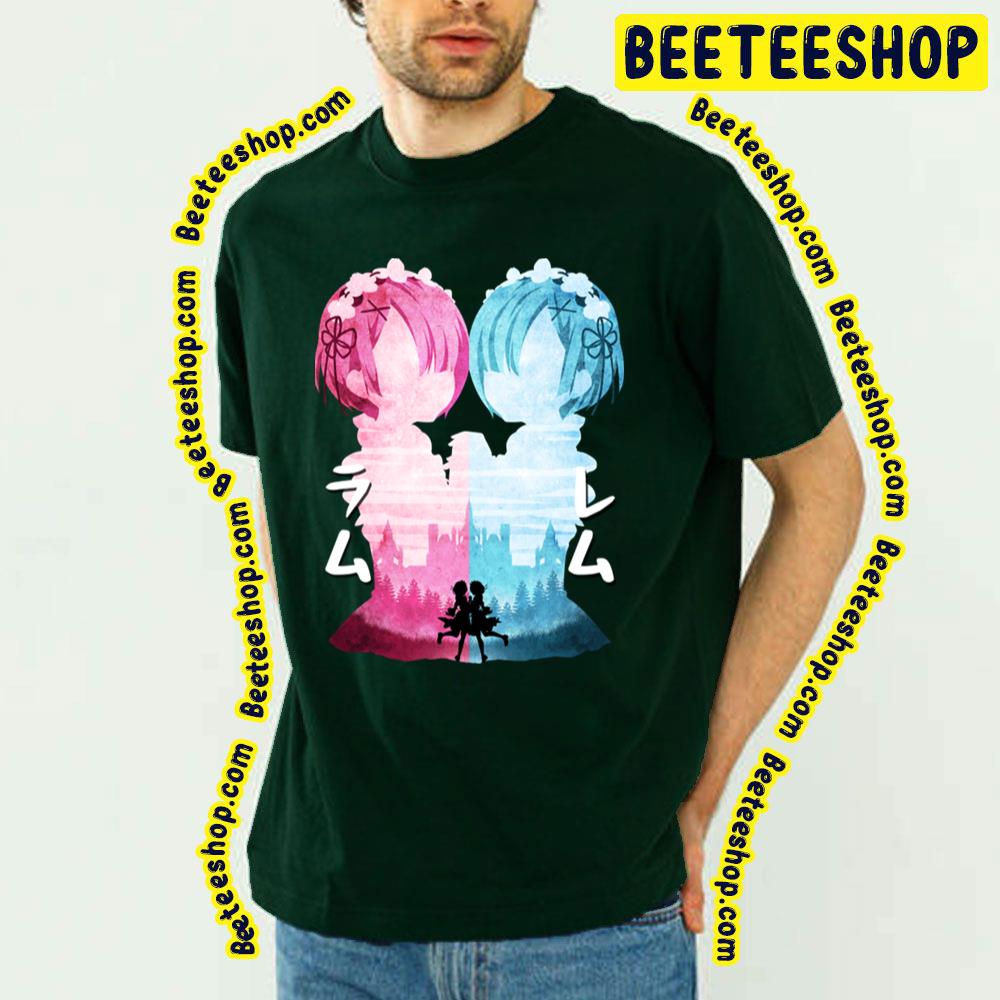 Minimalist Silhouette Ram And Rem Re Zero Trending Unisex T-Shirt