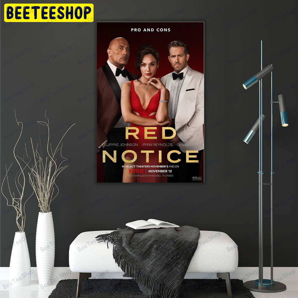 Red Notice Ryan Reynolds Dwayne Johnson Movie Portrait Canvas