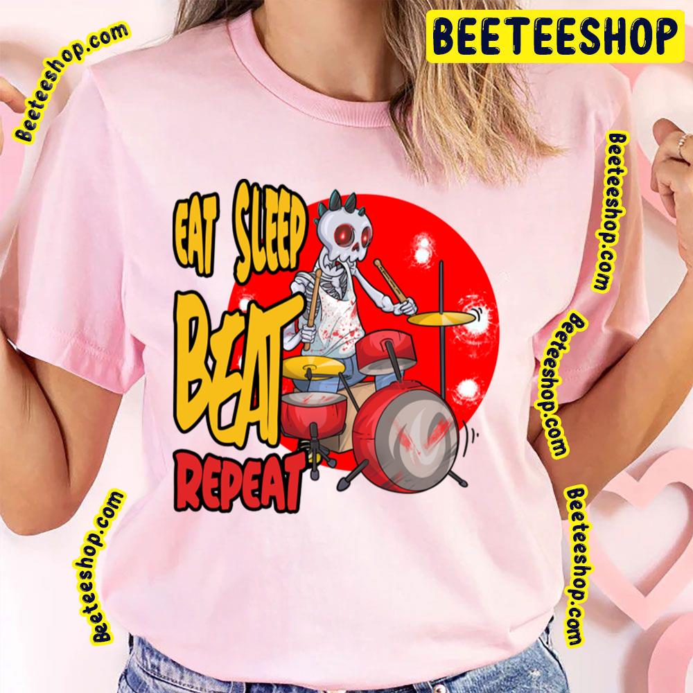 Red Skull Eat Sleep Beat Repeat Trending Unisex T-Shirt