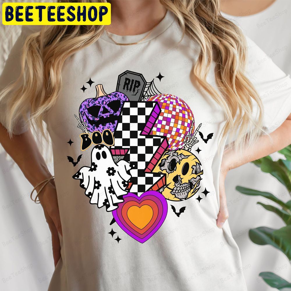 Retro Halloween Leopard Pumpkin Trending Unisex T-Shirt