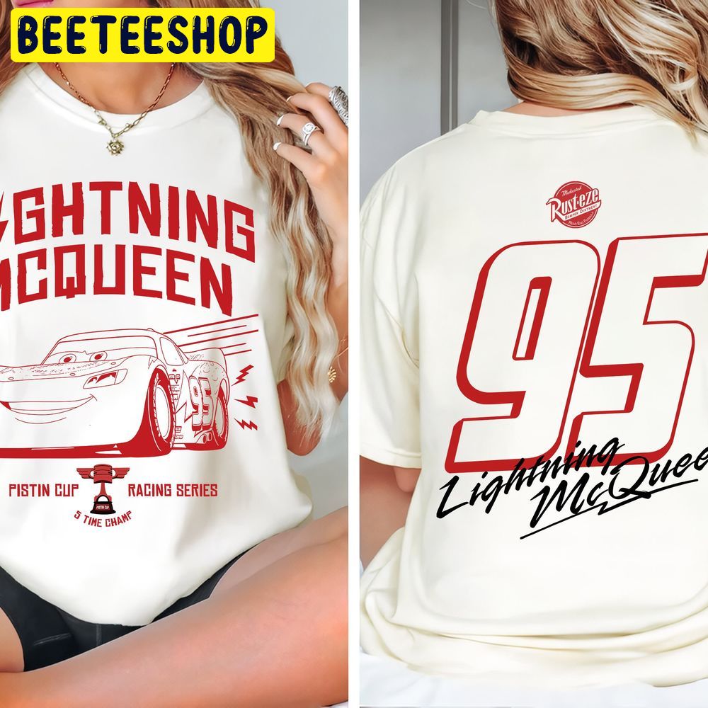Retro Lightning Mcqueen Number Back Disney Cars Land Double Sided Trending Unisex T-Shirt