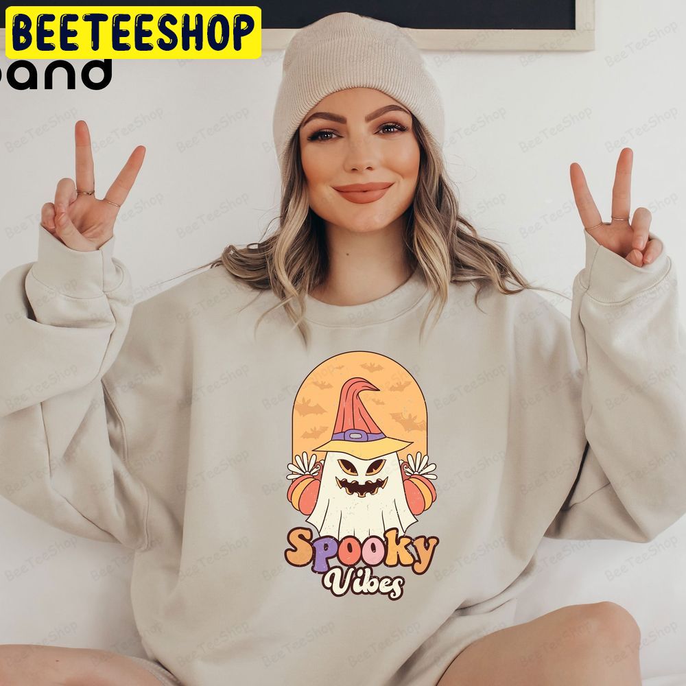 Retro Spooky Vibes Halloween Ghost Trending Unisex Sweatshirt