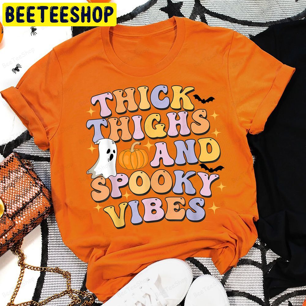 Thick Thighs Spooky Vibes Funny Halloween Spooky Vibes Trending Unisex T-Shirt