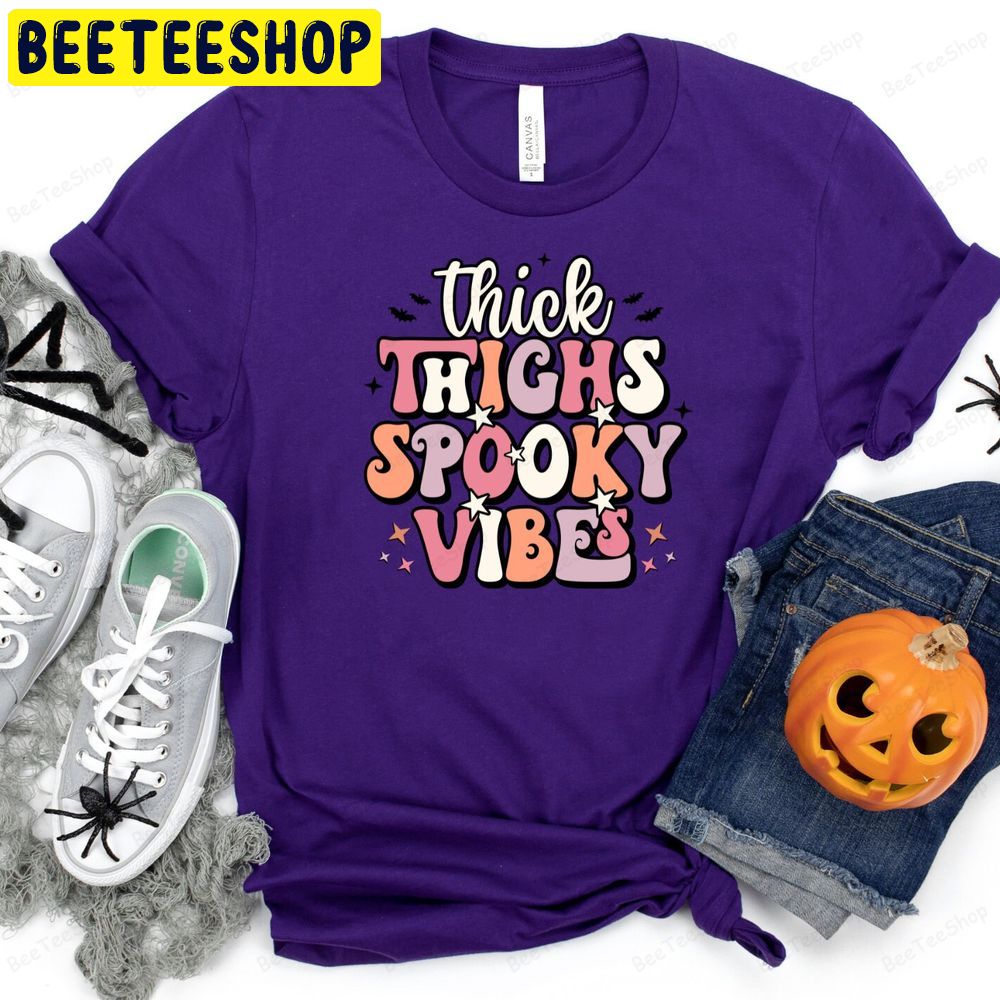 Thick Thighs Spooky Vibes Halloween Funny Trending Unisex T-Shirt