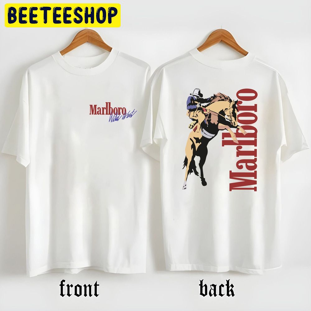 Vintage Marlboro Cowboy Wild West Double Sided Trending Unisex T