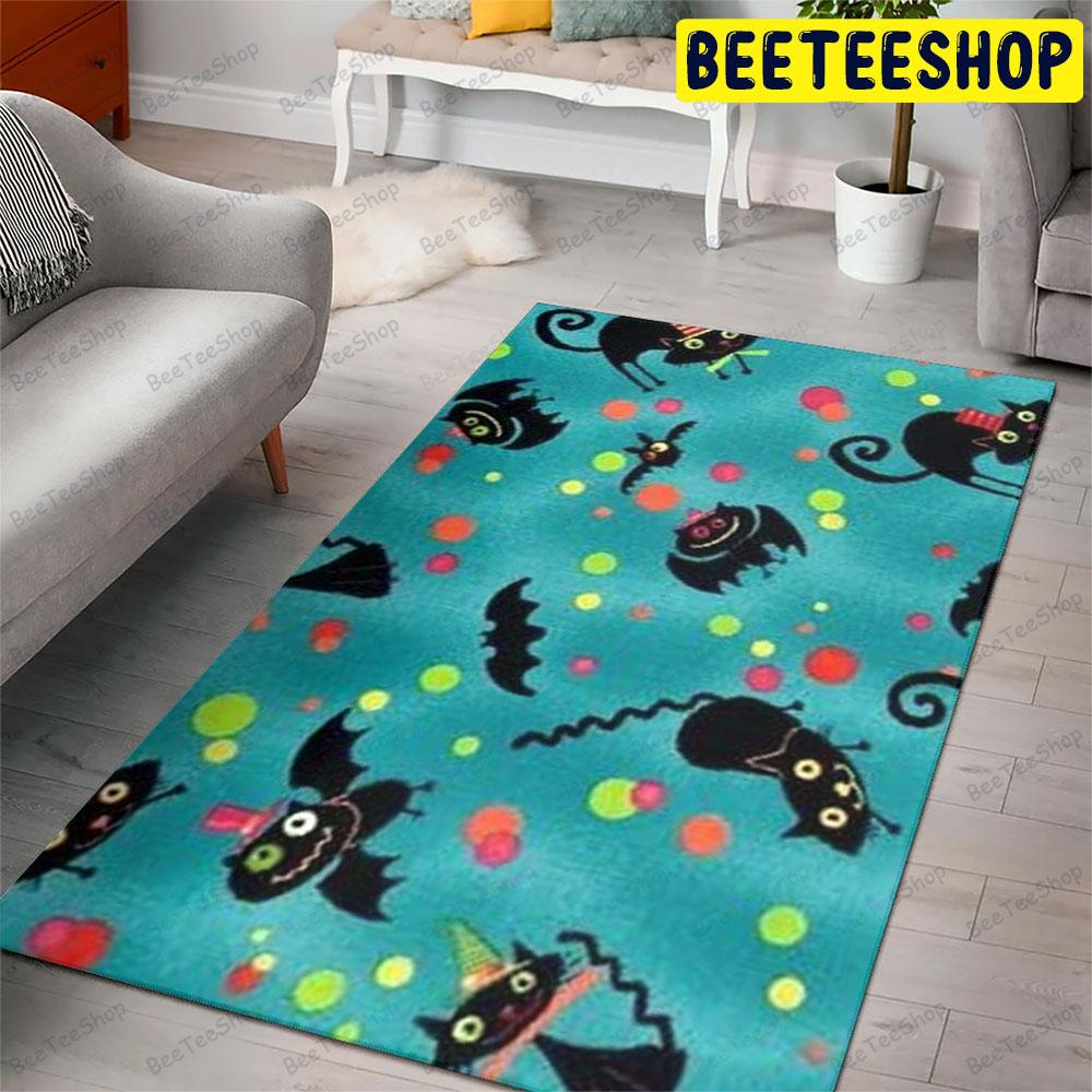 Bats Cats Halloween Pattern 322 Beeteeshop Rug Rectangle